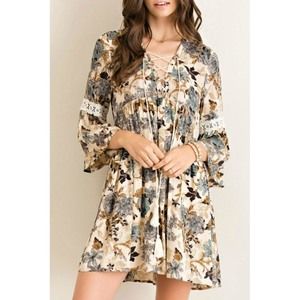 ENTRO | Floral Dreams Dress Brown Cream S